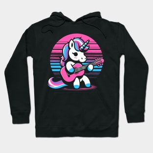 cute unicorn playing guitar Hoodie